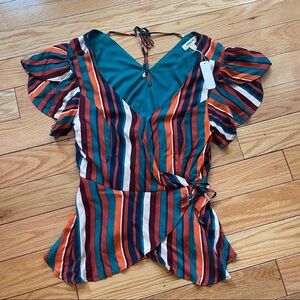 NWT Charming Charlie Colorful Stripe Blouse
